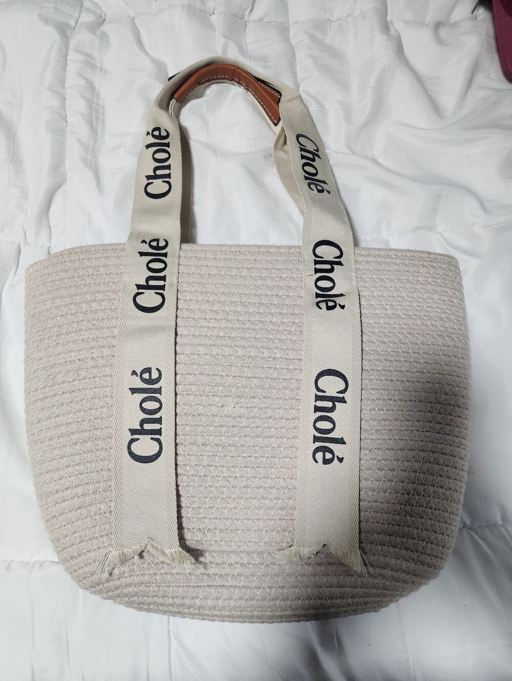 Chole' Cream Tote Bag with Branded Straps